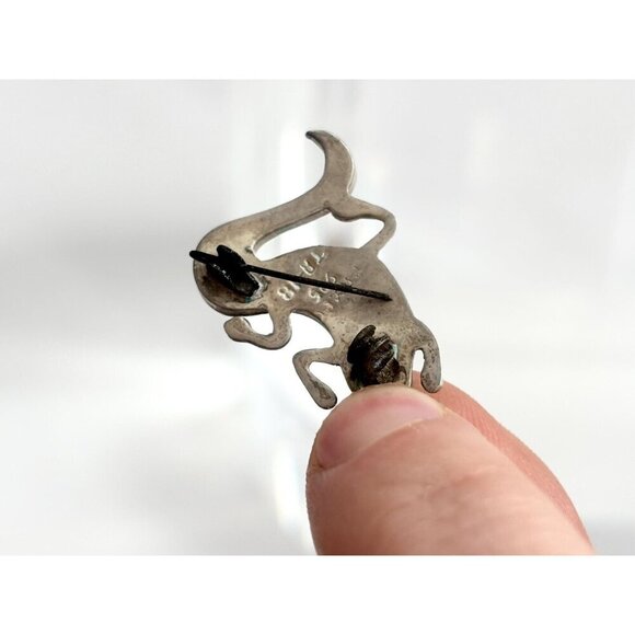 Mosaic Turquoise Lizard Mexican Made TR-19 Vintage Sterling Silver Brooch Pin - Picture 10 of 10